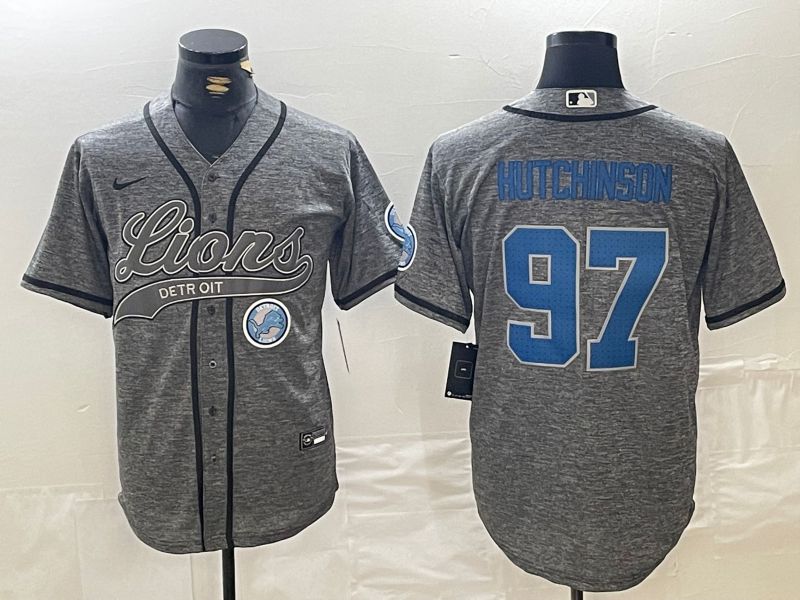 Men Detroit Lions #97 Hutchinson Grey Joint Name 2024 Nike Limited NFL Jersey style 6->detroit lions->NFL Jersey